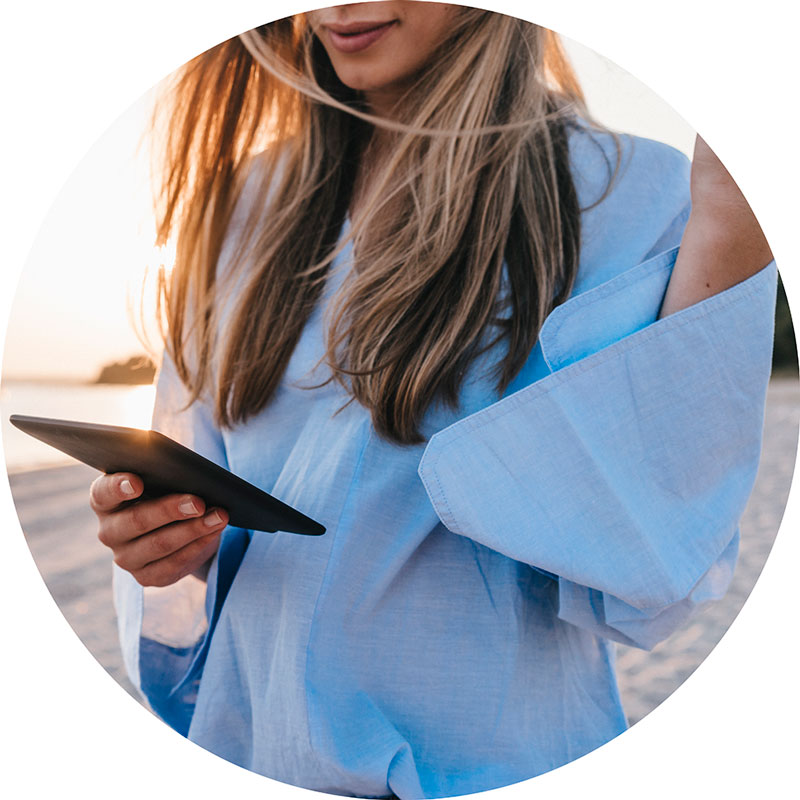 girl looking at ipad