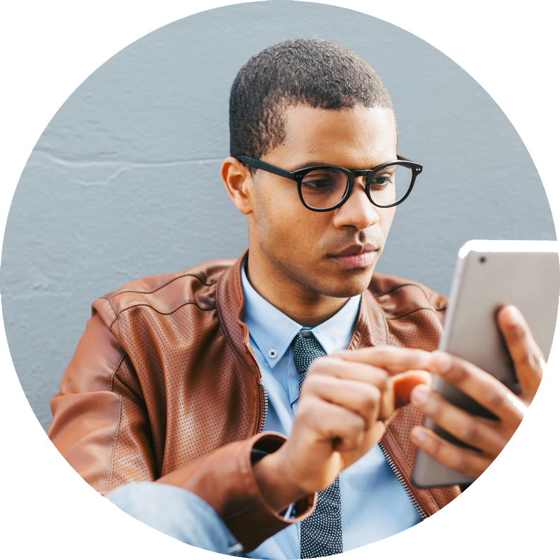 a guy checking his phone